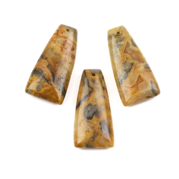 Crazy Lace Agate 20x40mm Top Front Drilled Tapered Rectangle Pendant - 1 per bag
