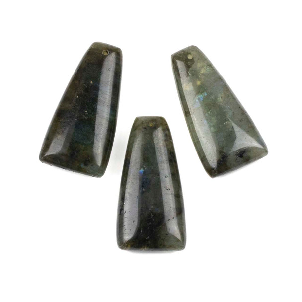 Blue Labradorite 20x40mm Top Front Drilled Tapered Rectangle Pendant - 1 per bag