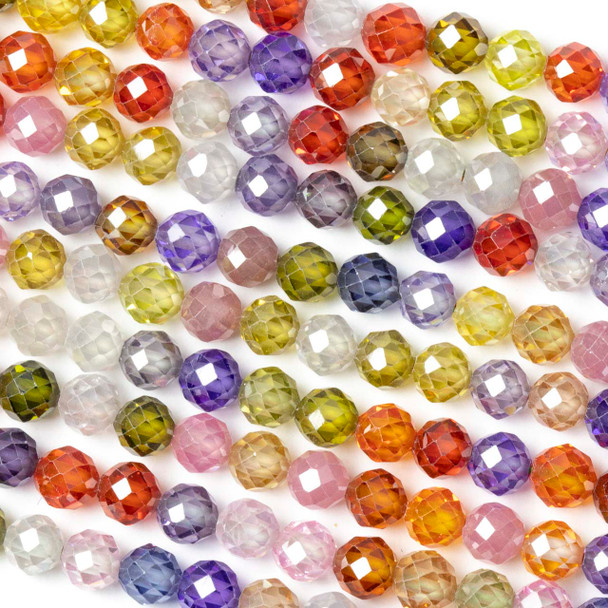 Cubic Zirconia 4mm Multicolored Faceted Round Beads - 15 inch strand