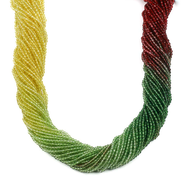 Crystal 2x2mm Ombre Festive Holiday Rondelle Beads -14 inch strand, Color #32