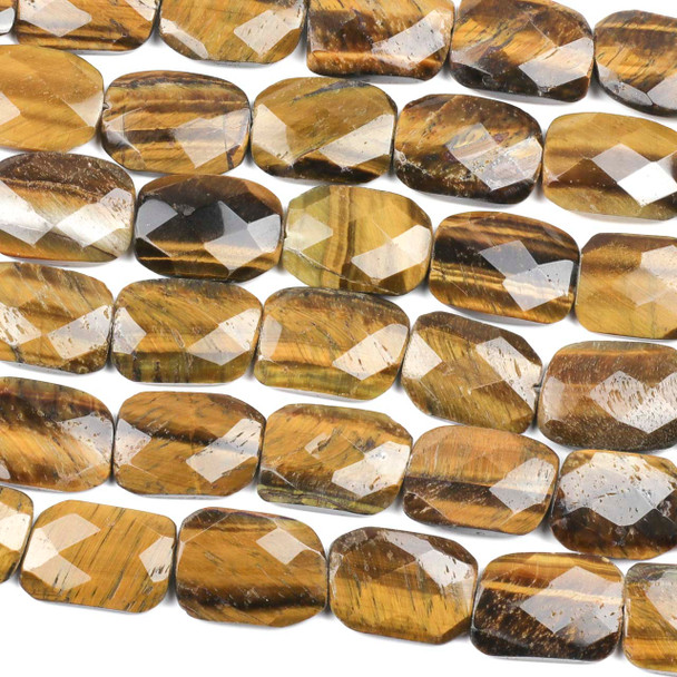 Yellow Tigereye approx. 18x24mm Faceted Slab Beads - 16 inch strand