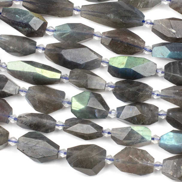 Blue Labradorite approx. 11x14-15x35mm Faceted Nugget Beads - 8 inch strand