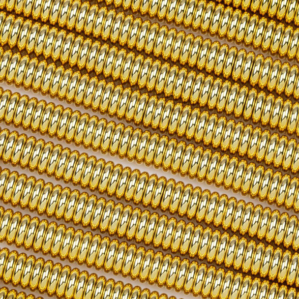 Cherry Tree Beads 18k Gold Plated 304 Stainless Steel 2x8mm Rondelle Beads with approximately a 2mm hole - 8 inch strand 