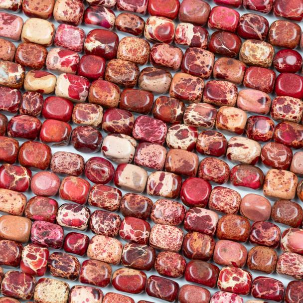 Dyed Red Impression Jasper 5x7mm Drum Beads - color #11, 15 inch strand