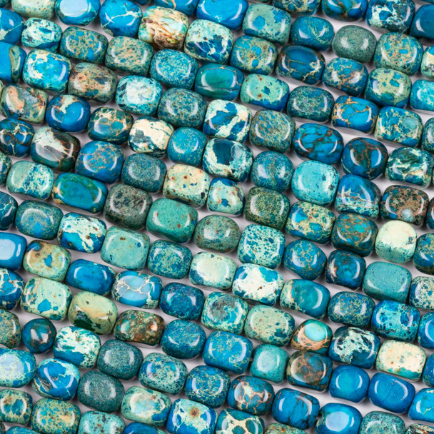 Dyed Blue Impression Jasper 5x7mm Drum Beads - color #15, 15 inch strand
