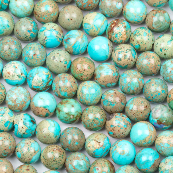 Dyed Light Turquoise Blue Impression Jasper 10mm Round Beads - color #24, 15 inch strand