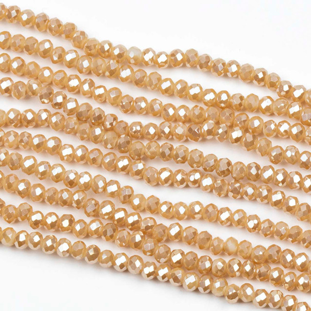 Crystal 2x2mm Opaque Butterscotch Faceted Rondelle Beads - Approx. 15.5 inch strand