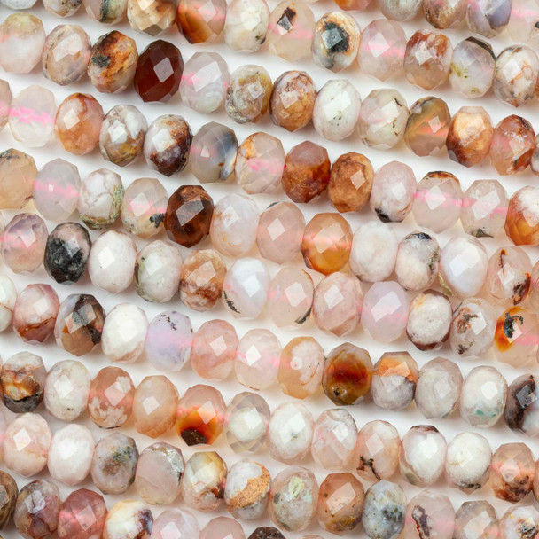 Cherry Blossom Agate 5x7mm Faceted Rondelle Beads - 16 inch strand