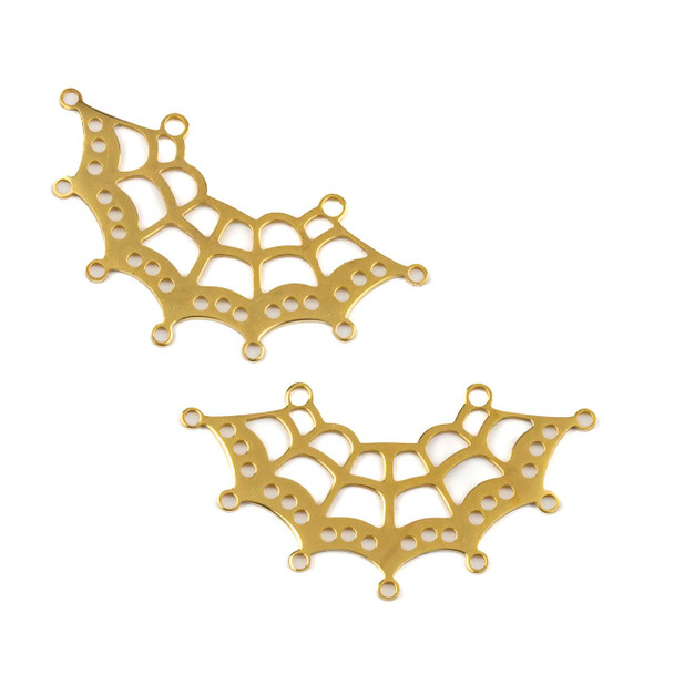 18k Gold Plated 304 Stainless Steel 21x40mm Spider Web Component - 2 per bag