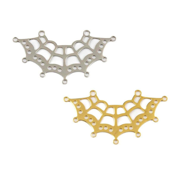 Cherry Tree Beads 304 Stainless Steel 21x40mm Spider Web Link Components - 2 per bag  Cherry Tree Beads 304 Stainless Steel 21x40mm Spider Web Link Components - 2 per bag