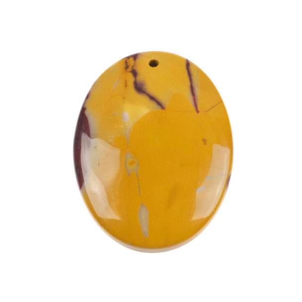 Yellow Mookaite 35x45mm Top Front to Back Drilled Oval Pendant with a Flat Back - 1 per bag