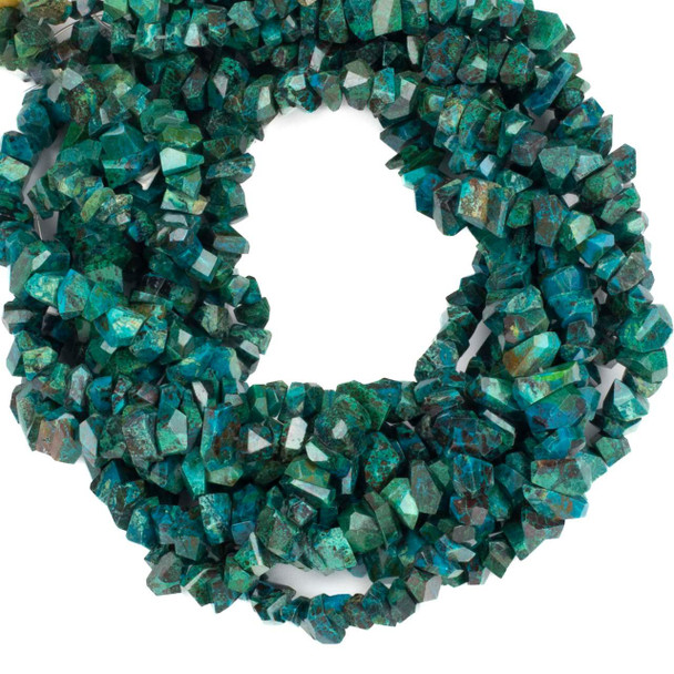 Cherry Tree Beads Chrysocolla approx. 4-5x8-10mm Hand Cut Faceted Nugget Beads - 15 inch strand 