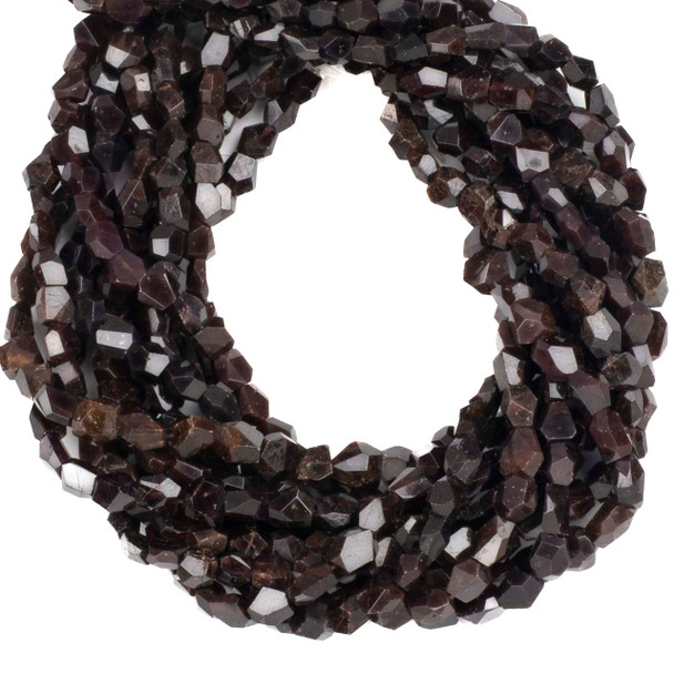 Garnet approx. 6-8x8-10mm Hand Cut Faceted Pebble Beads - 16 inch strand