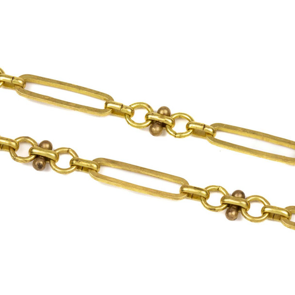 Cherry Tree Beads Coated Brass Chain with 5.5x22mm Paper Clip Links with 6mm Round Links and 3x7mm Bar - 2 meters 