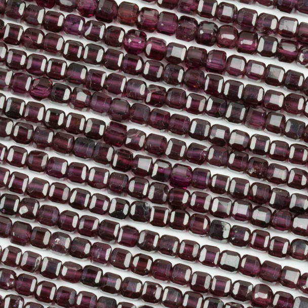 Purple Garnet 3mm Faceted Cube Beads - 15 inch strand