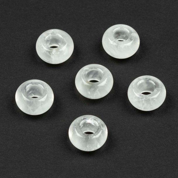 Large Hole Clear Quartz 8x14mm Rondelle Beads with 6mm Drilled Hole - 6 per bag
