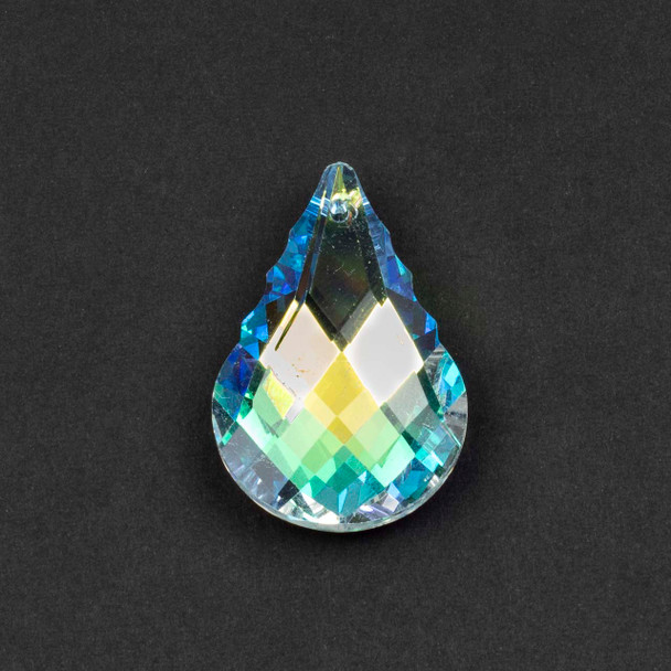 Clear Glass Crystal Teardrop with Ruffles Edges 25x37mm Prism Suncatcher Hanging Pendant with an AB finish - 1 piece