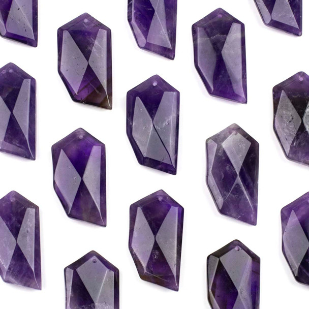 Amethyst approx. 20x40mm Top Front Drilled Faceted Free Form Pendant - 1 per bag