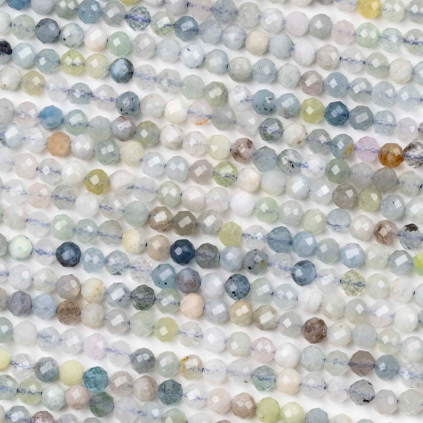 Aquamarine Grade C 4mm Faceted Round Beads - 15 inch strand