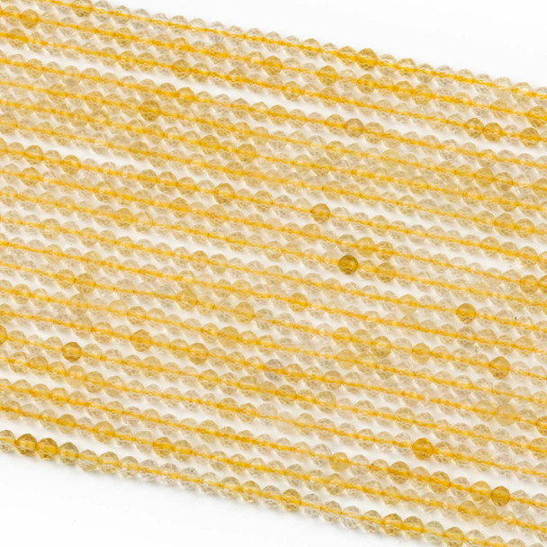 Citrine 2mm Faceted Round Beads - 15 inch strand