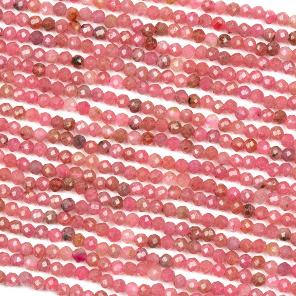 BOGO Rhodonite 2mm Faceted Round Beads - 15 inch strand