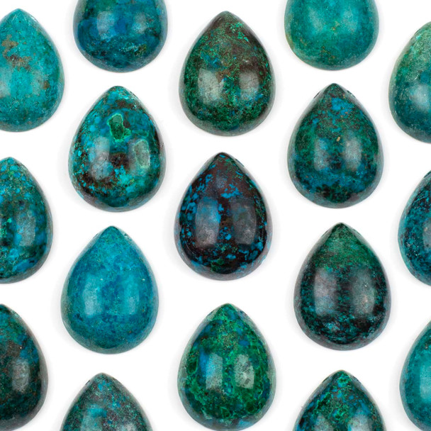 Chrysocolla 24x32mm Top Side Drilled Teardrop Pendant with a Flat Back - 1 per bag
