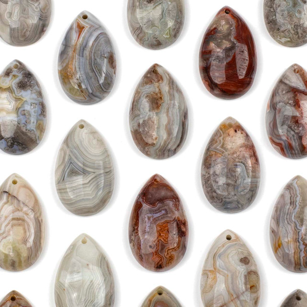 Laguna Lace Agate 18x30mm Top Front Drilled Teardrop Pendant with a Flat Back - 1 per bag