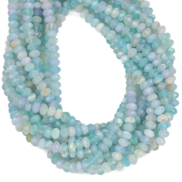 Dyed Light Aqua Lace Agate 5x8mm Faceted Rondelle Beads - 15 inch strand