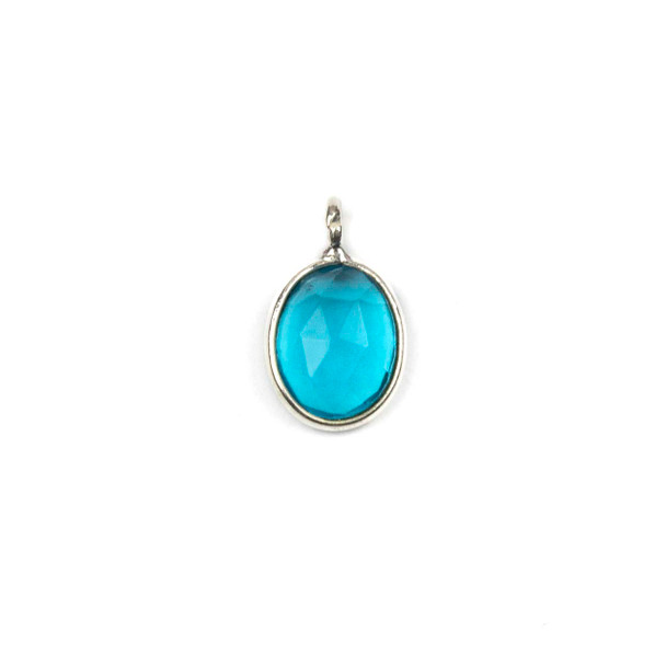 London Blue Quartz approximately 8x13mm Faceted Oval Drop with Sterling Silver Bezel - 1 piece