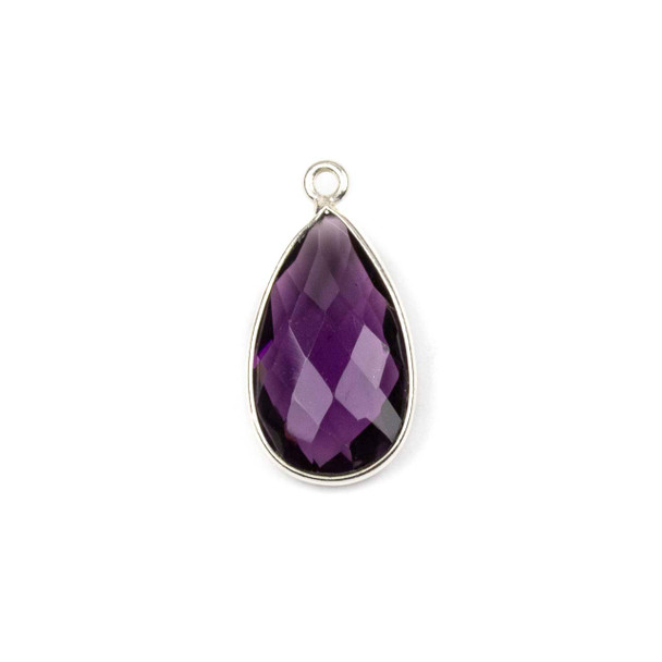 Purple Quartz approximately 13x25mm Faceted Teardrop Drop with Sterling Silver Bezel - 1 piece