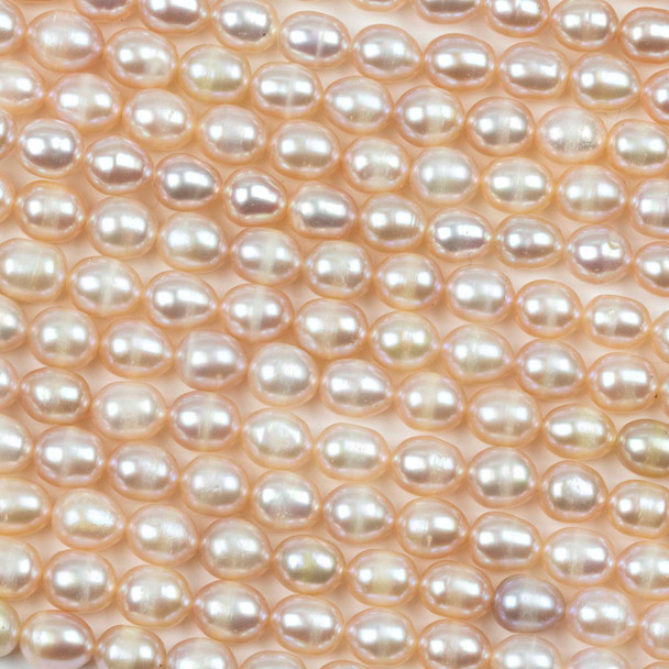Fresh Water Pearl 5x7mm Peach Rice Beads - 15 inch strand