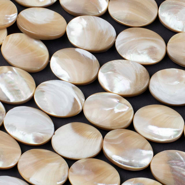 Mother of Pearl 18x25mm Tan Oval Beads - 15 inch strand