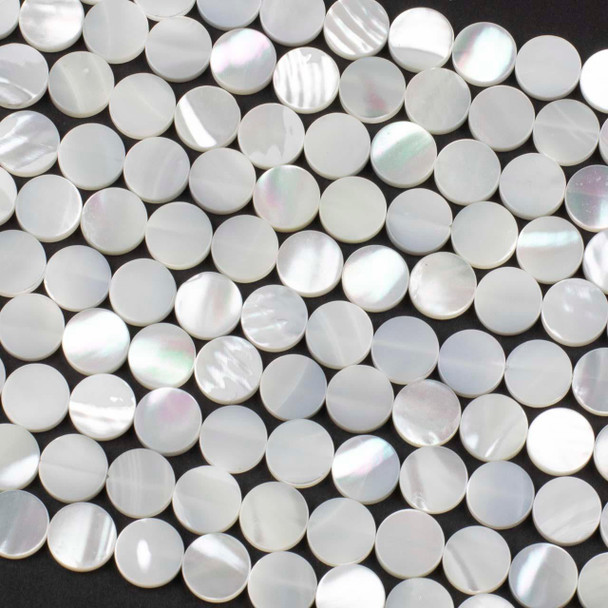 Cherry Tree Beads Mother of Pearl 10mm White Coin Beads - 15 inch strand 