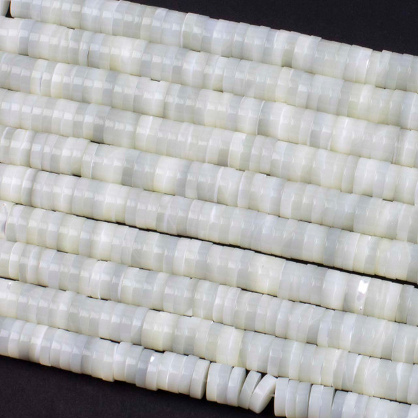 Mother of Pearl 2x8mm White Heishi Beads - 15 inch strand