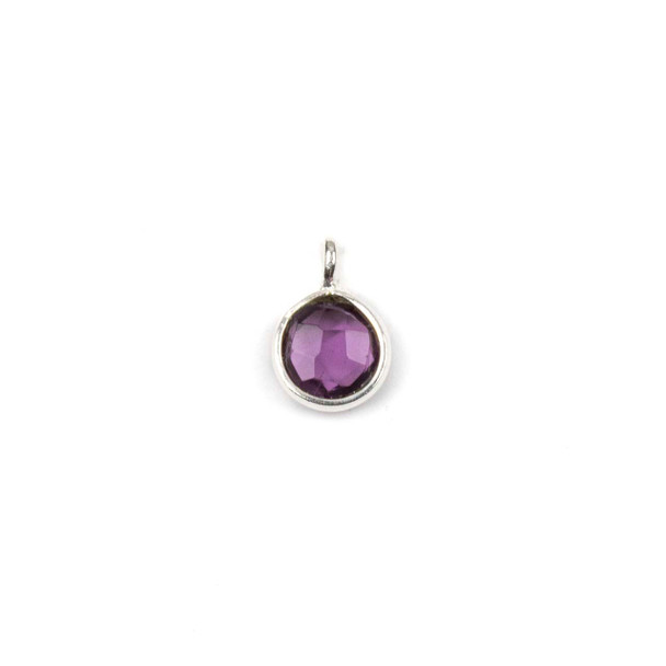 Purple Quartz approximately 7x10mm Faceted Coin Drop with Sterling Silver Bezel - 1 piece