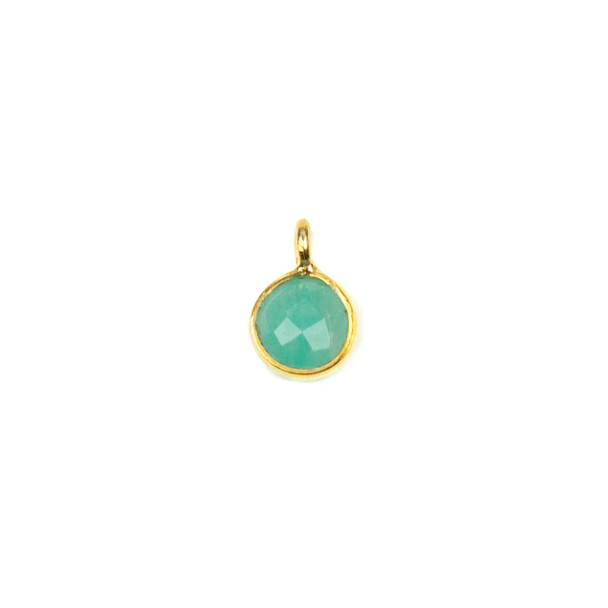 Amazonite approximately 7x10mm Faceted Coin Drop with Gold Vermeil Bezel - 1 piece
