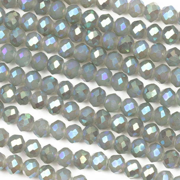 Cherry Tree Beads Crystal 4x6mm Opaque Frost Faceted Rondelle Beads with a Rainbow AB finish - Approx. 16 inch strand 