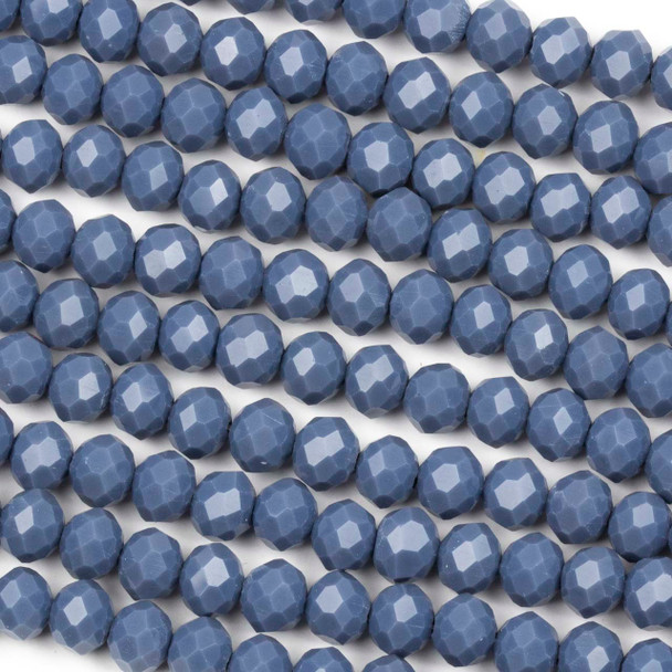 Crystal 4x6mm Opaque Soft Blueberry Faceted Rondelle Beads - Approx. 18 inch strand