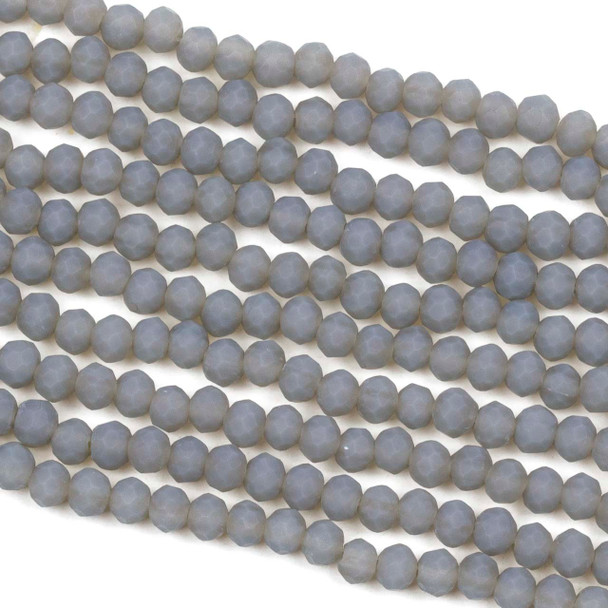 Crystal 3x4mm Matte Opaque Gray Fog Faceted Rondelle Beads - Approx. 16.5 inch strand