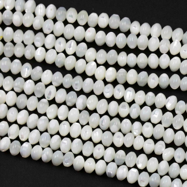 Mother of Pearl 4x6mm White Rondelle Beads - 16 inch strand