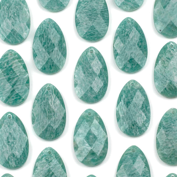 Amazonite 18x30mm Top Front Drilled Faceted Teardrop Pendant  - 1 per bag