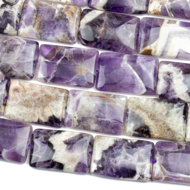 Dog Tooth Amethyst 20x30mm Rectangle Beads - 15 inch strand