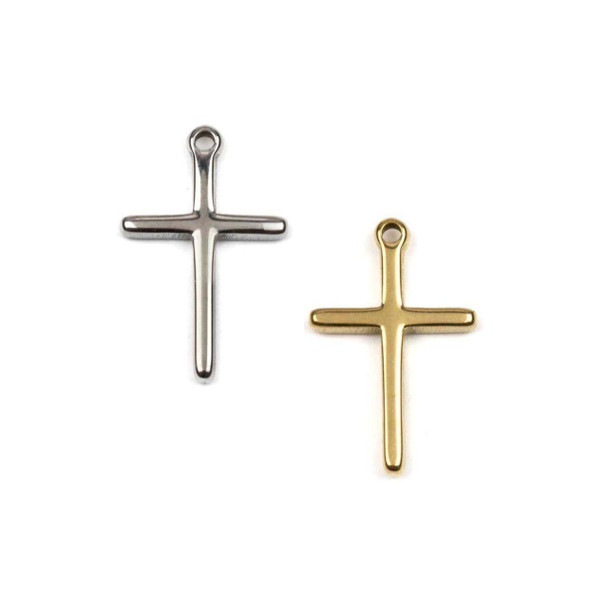 Cherry Tree Beads 304 Stainless Steel 12x19mm Cross Charms - 2 per bag 