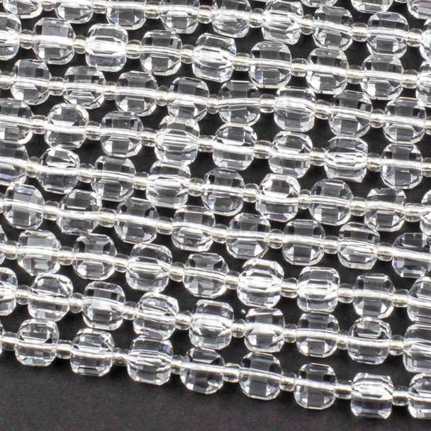 Clear Quartz 7mm Faceted Cube Beads - 15 inch strand