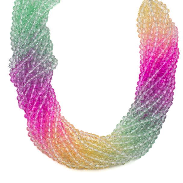 Crystal 5x6mm Pastel Rainbow Ombre Faceted Rondelle Beads - 16 inch strand