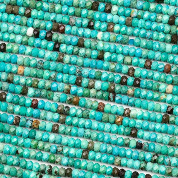 Turquoise Howlite 2x3mm Faceted Rondelle Beads - 15 inch strand