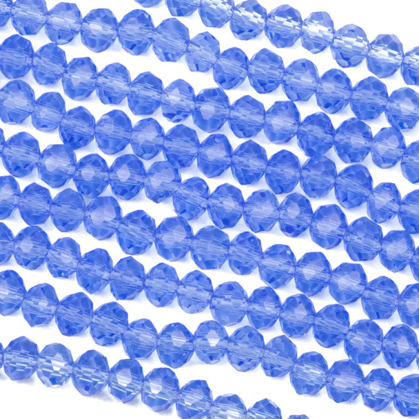 Crystal 4x6mm French Blue Faceted Rondelle Beads - Approx. 16 inch strand