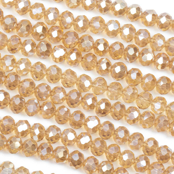Crystal 4x6mm Champagne Faceted Rondelle Beads with an AB finish - Approx. 16 inch strand