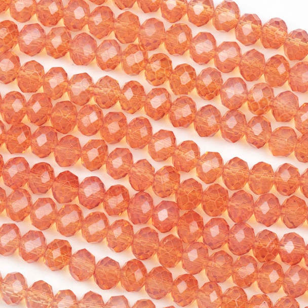 Crystal 4x6mm Orange Melon Faceted Rondelle Beads - Approx. 16 inch strand
