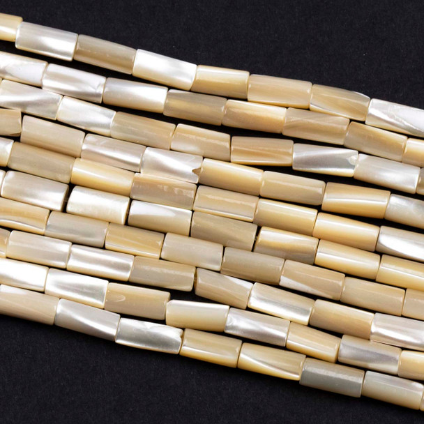 Mother of Pearl 4x8mm Tan Tube Beads - 16 inch strand